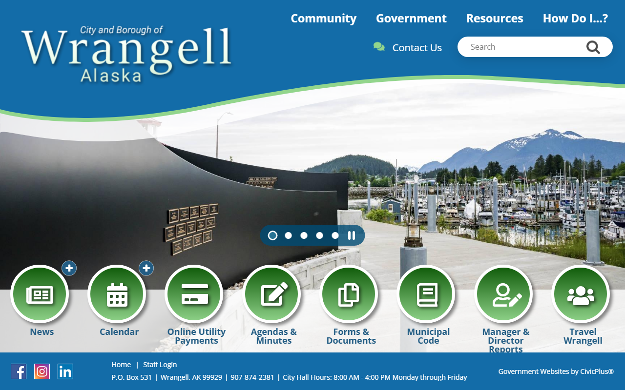 Wrangell City and Borough government portal for local services and birth records information